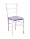 Sedia in finitura laccato bianco con fondino lilla