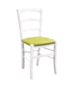 Sedia in finitura laccato bianco con fondino lime