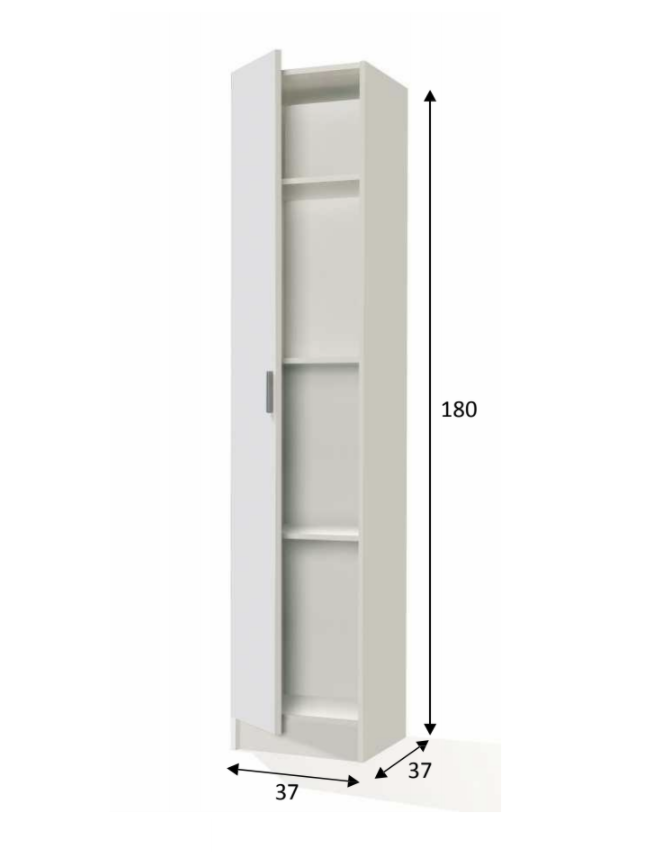 Armadio multiuso con ripiani, ad un anta, finitura bianca