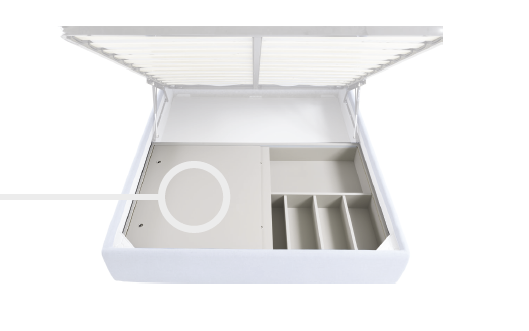 Letto contenitore matrimoiale Skat in ecopelle bianco ottico