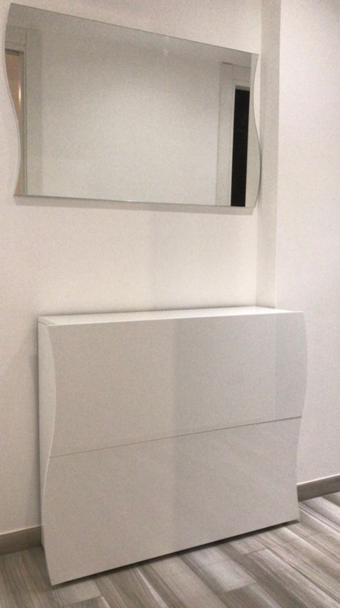 ACQUISTA ANCHE TU Scarpiera bianca laccata lucida con 2 ante sagomate 