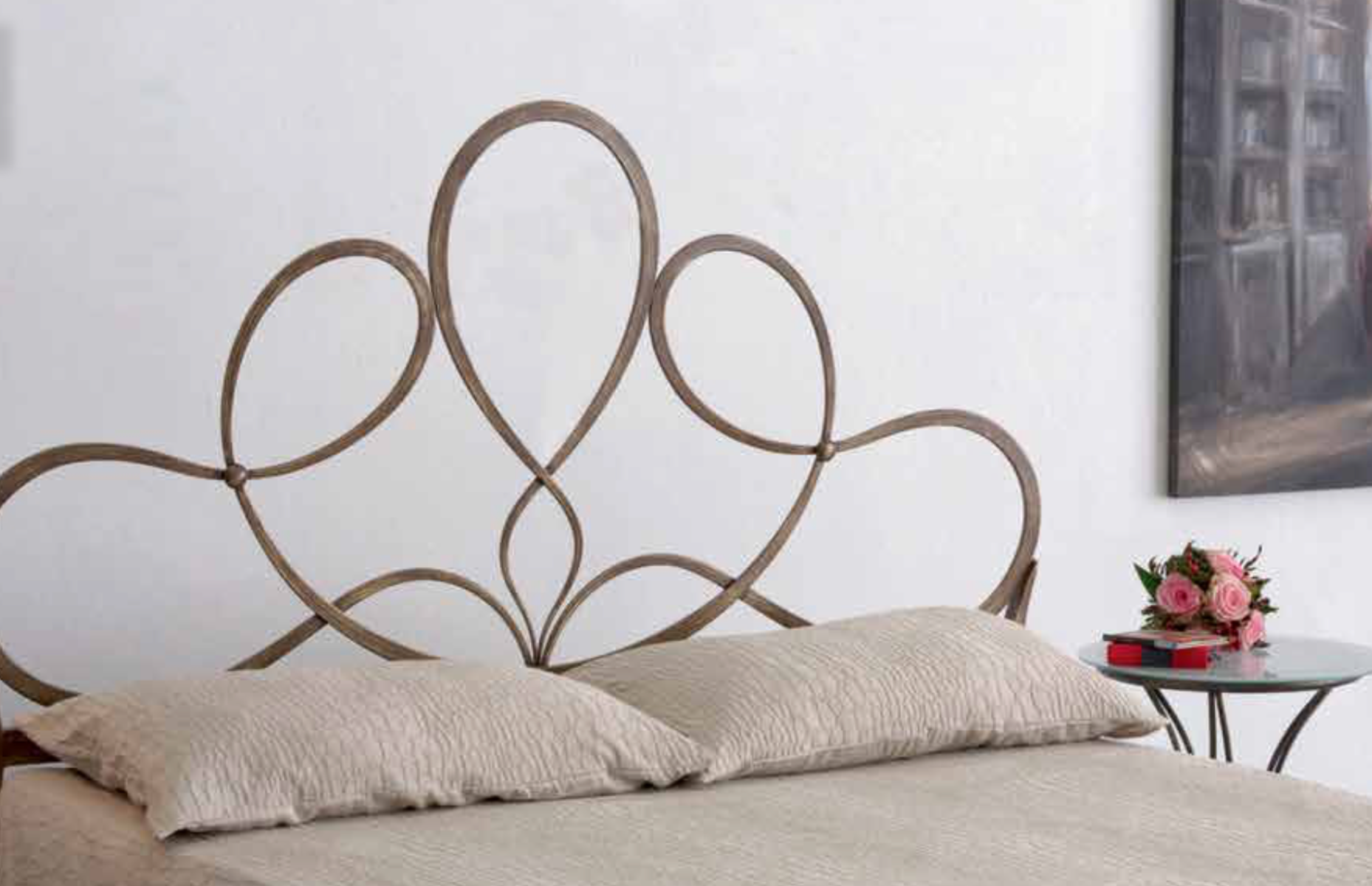 Letto in ferro battuto  Puccini effetto corten, made in Italy