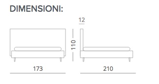 Letto matrimoniale con contenitore, tessuto color Roma Azzurro