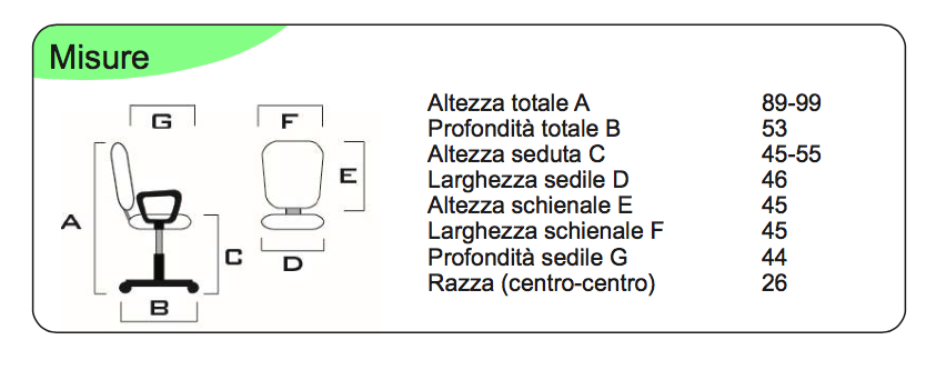 Poltrona operativa da ufficio con schienale curvo, ecopelle Nera