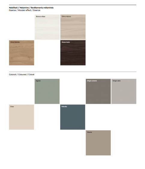 Coppia di comodini sfasati Palawan in finitura Grigio, Bianco con top in Marmo nero