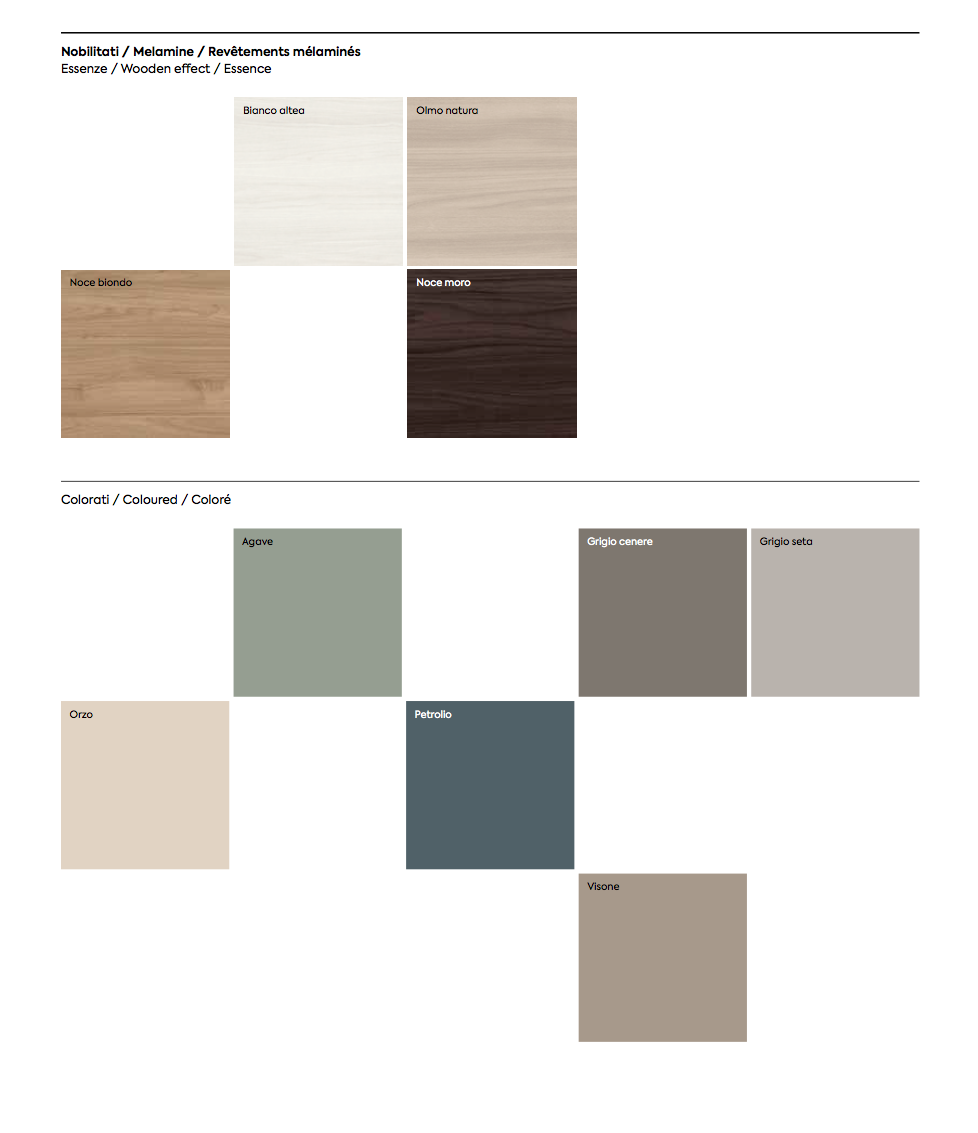 Set Bali completo di comò e 2 comodini, finitura Grigio seta e Graniglia scura