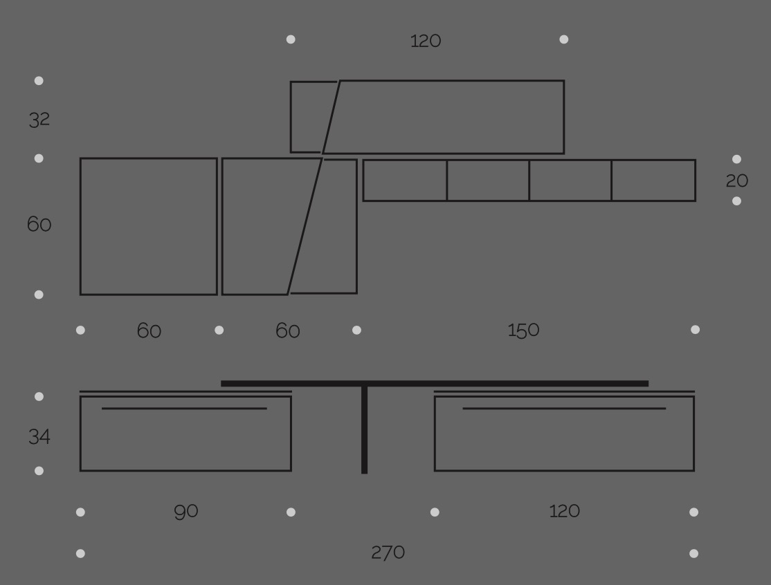 Parete attrezzata di design,  disponibile in diverse finiture, Made in Italy