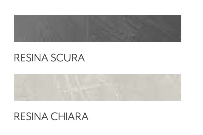 Letto matrimoniale con testiera a onda, finitura grigio resina scuro con testata chiara