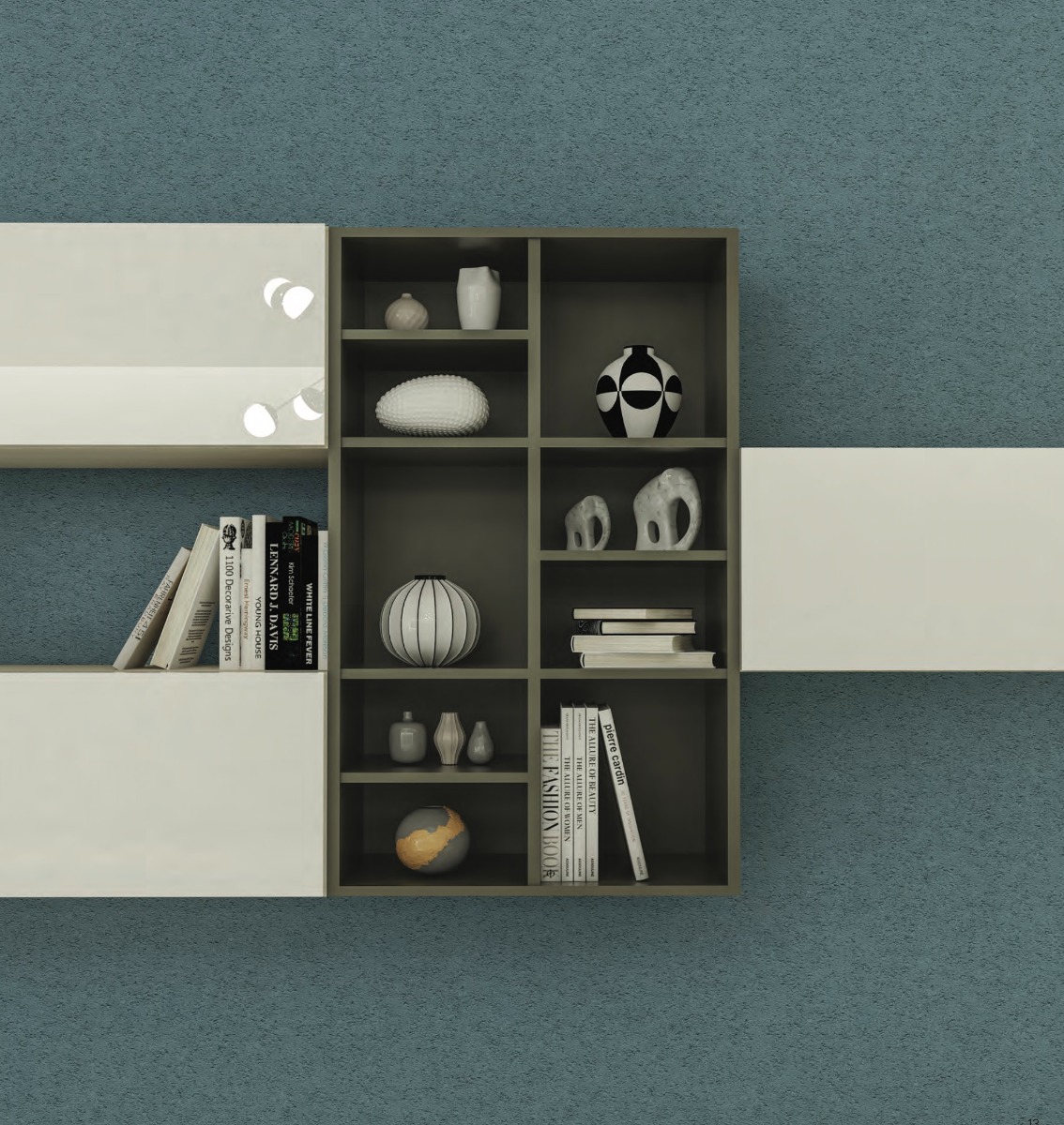 Parete attrezzata moderna con librerie, Made in Italy