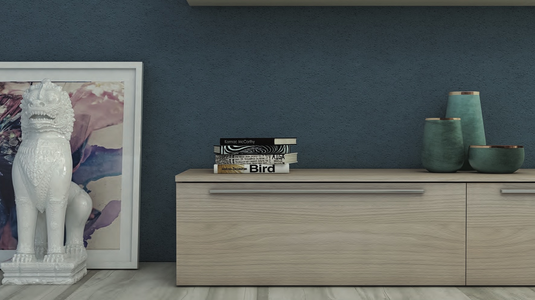 Parete attrezzata moderna con librerie, Made in Italy