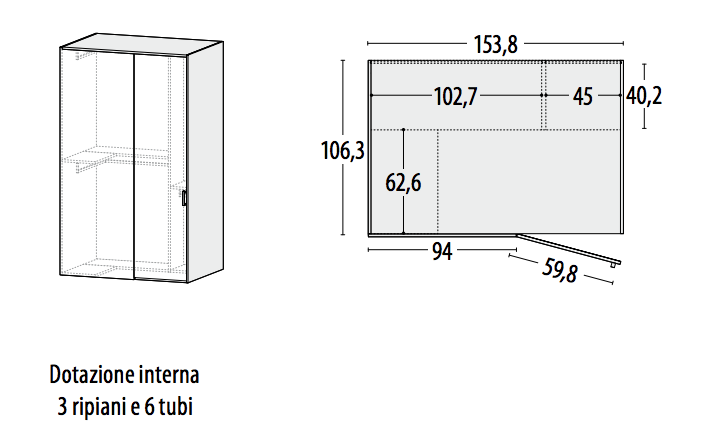 Cabina armadio per camerette Moretti Compact, finitura Betulla e Cielo laccato