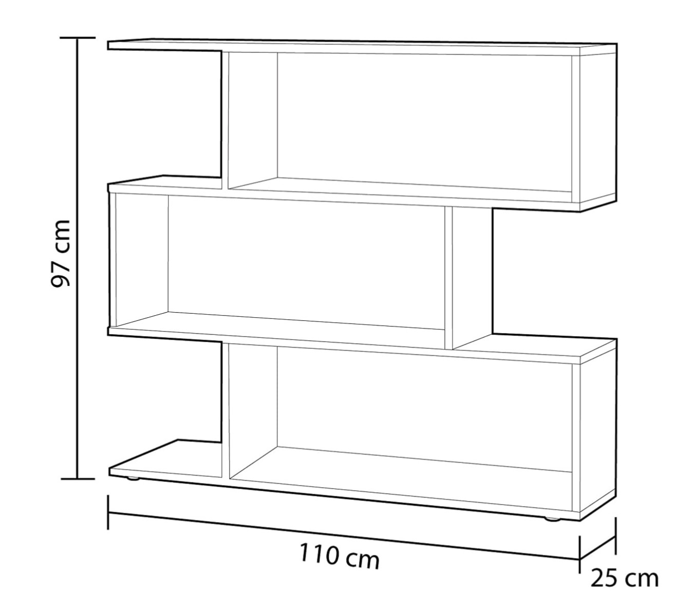 Libreria moderna con 4 ripiani, bianca lucida