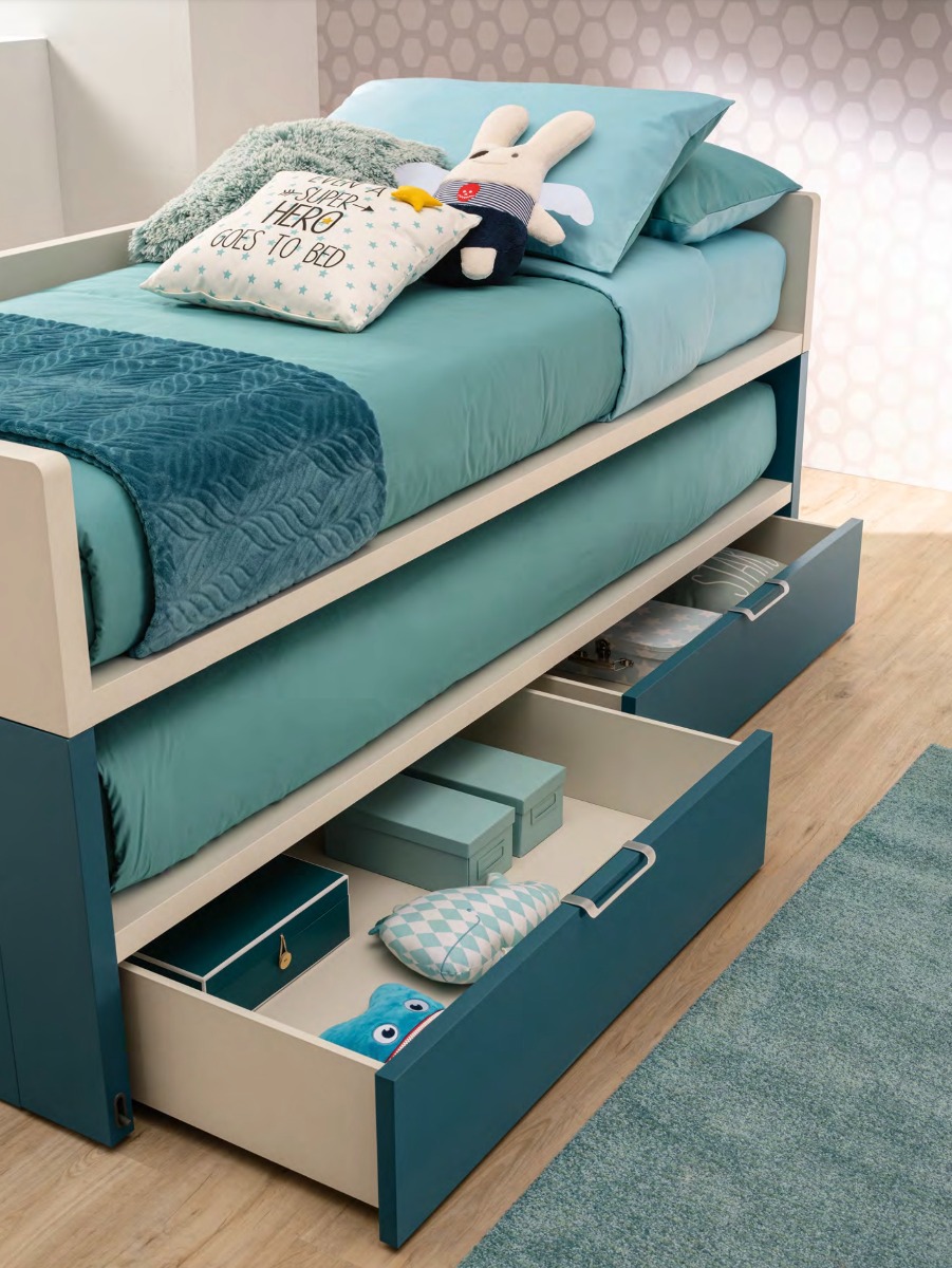 Letto multifunzionale Space Moretti Compact, 2 posti letto con cassetti