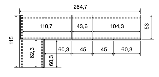 Armadio ponte angolare, finitura Agave, Orzo e Noce biondo