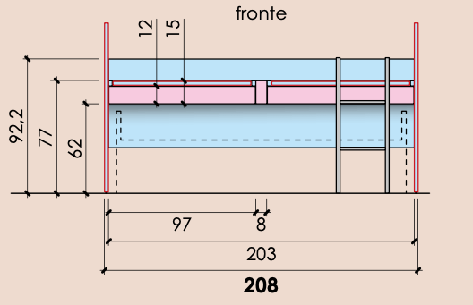 Letto multifunzionale 3 posti, finitura Rovere dorian e Agave
