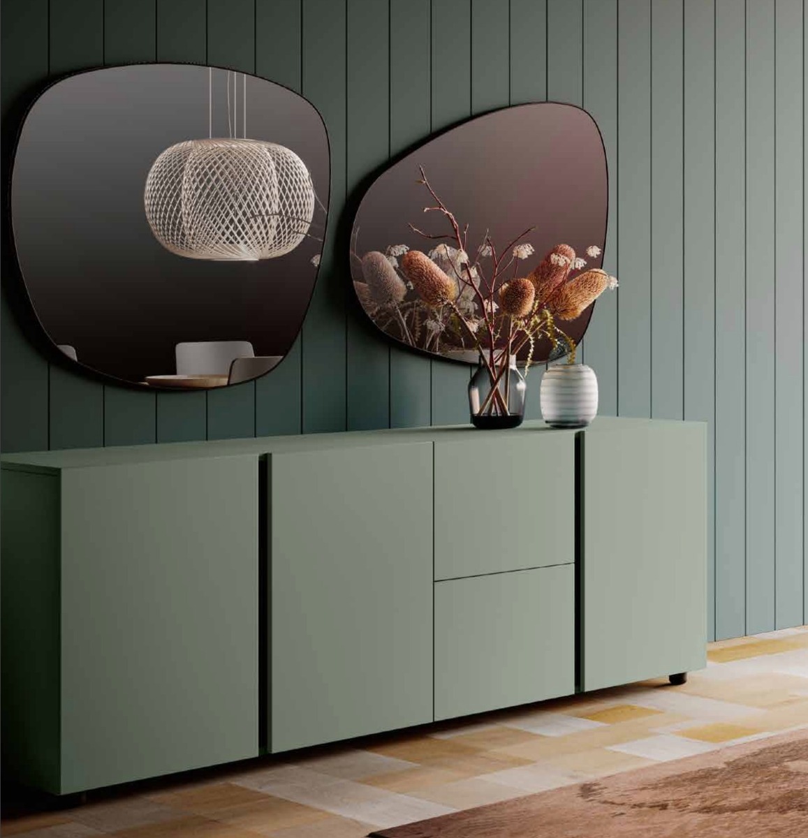 Sala completa composta da madia 3 ante 2 cassetti e tavolo L.160 allungabile 