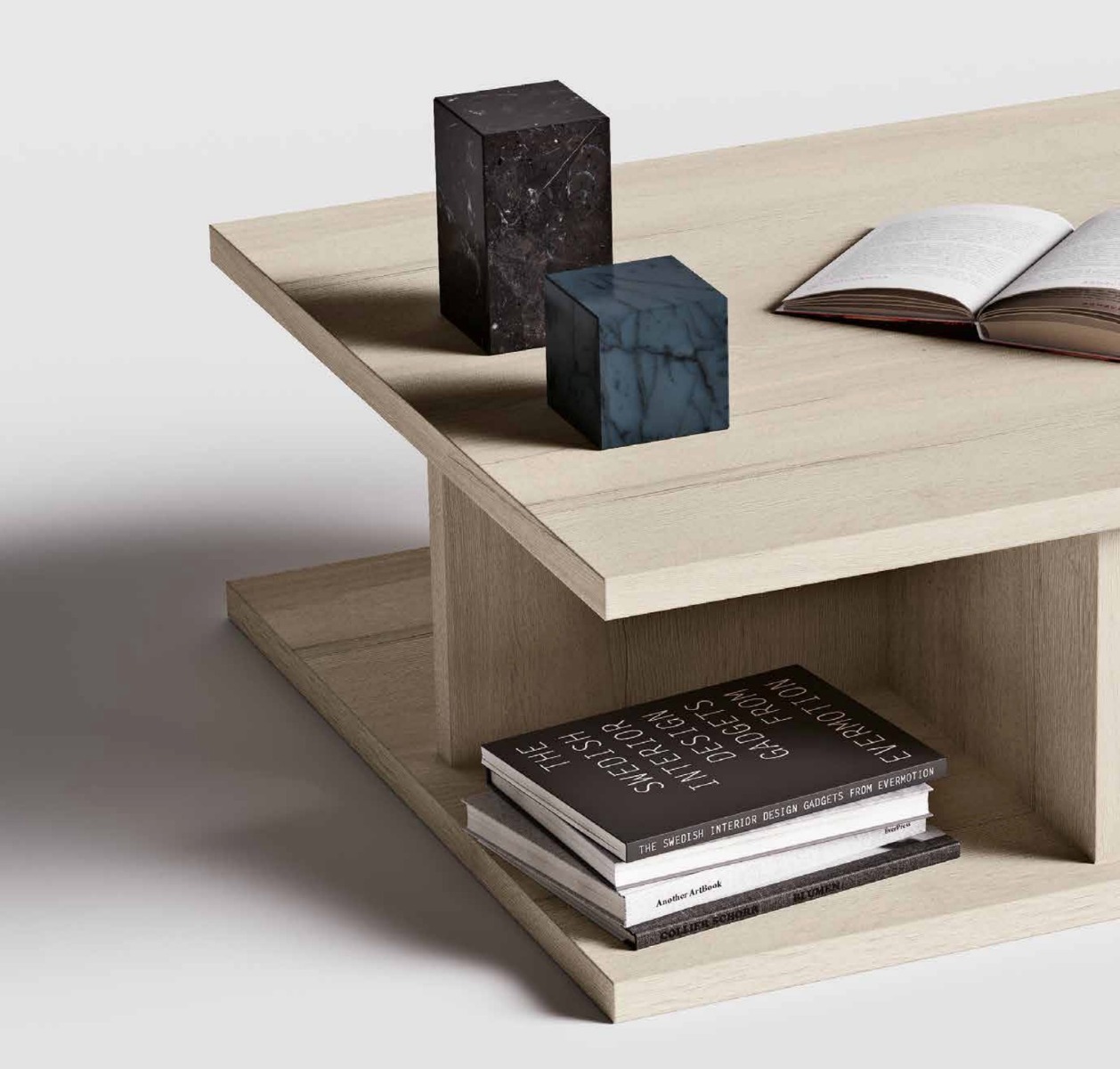 Tavolino moderno, rovere sbiancato, 80 x 80