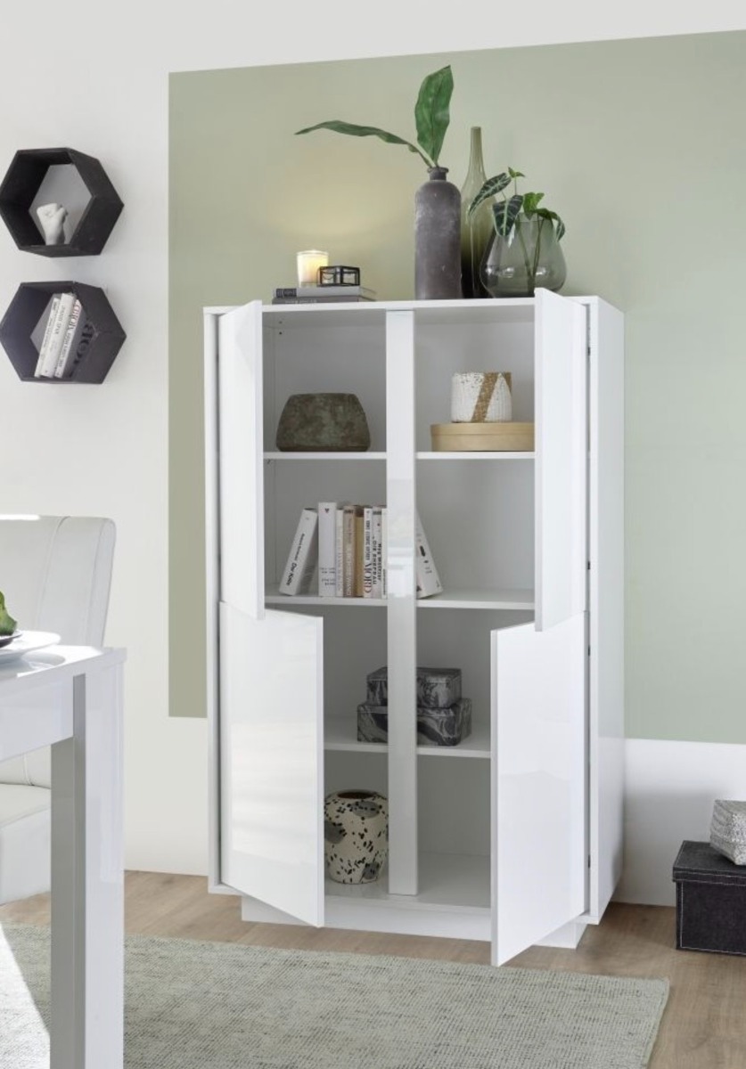 Madia alta Luminosa olmo e bianco, 4 ante 