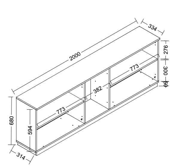 Madia multiuso 4 ante 3 cassetti in finitura Bianco lucido