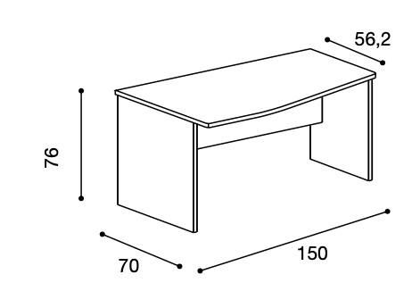 Scrivania con sagomatura sinistra, colore Kiri, con cassettiera indipendente, Made in Italy