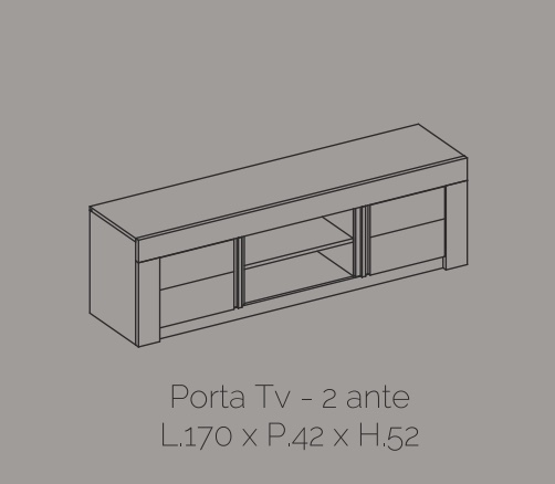 Porta TV 2 ante, color ossido con frontali in bianco lucido serigrafato