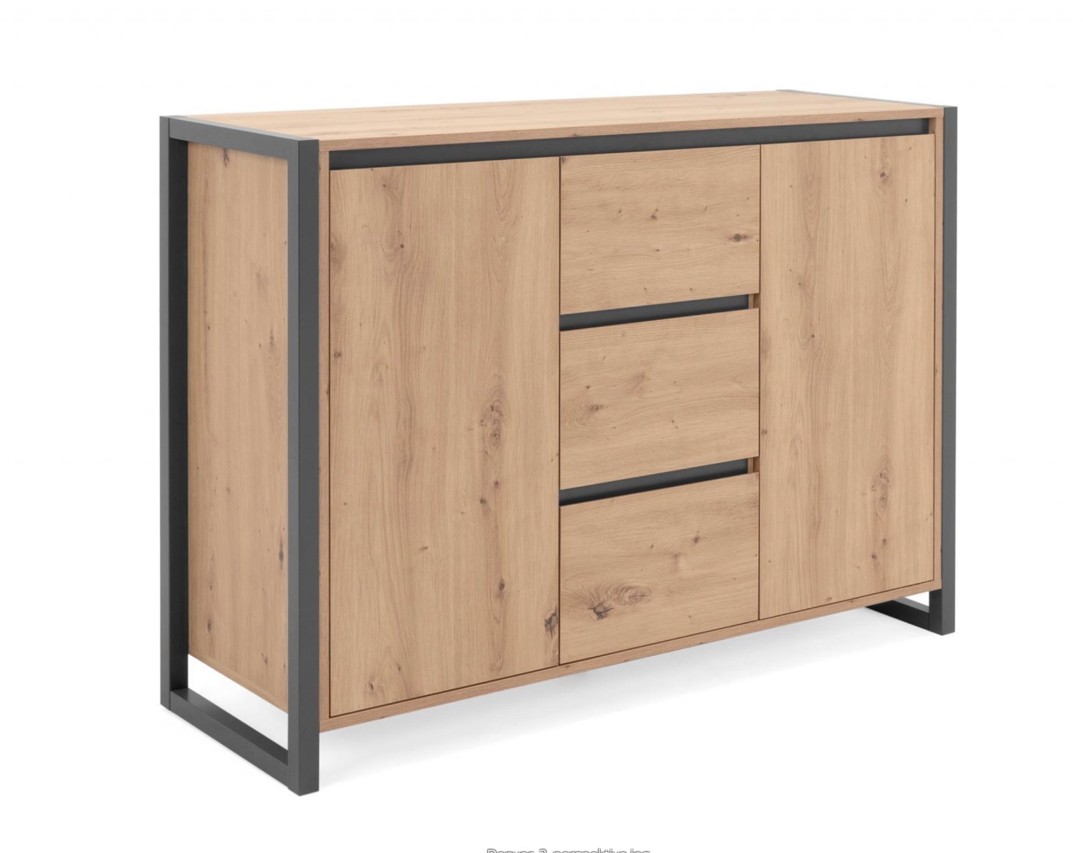 Credenza  Madia industry 2 ante 3 cassetti, Rovere Nodato e struttura in Antracite