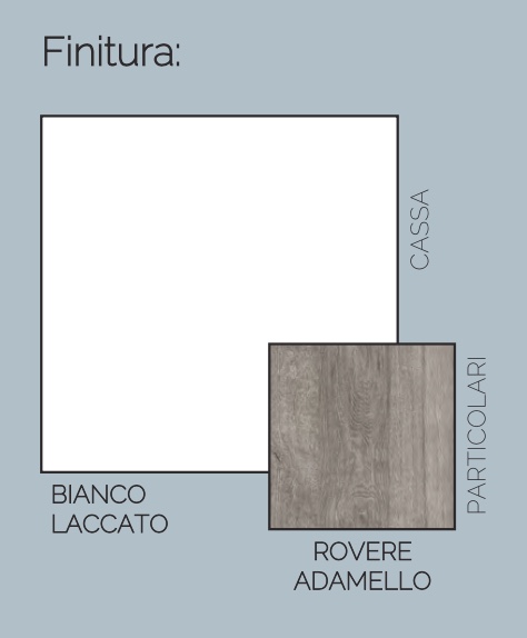 Tavolino 1 cassetto,  bianco laccato e rovere adamello, made in Italy