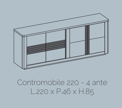 Madia 4 ante, bianco laccato e rovere adamello, made in Italy