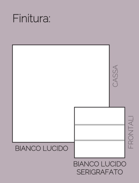 Madia 3 cassetti con piedini, bianco lucido, made in Italy