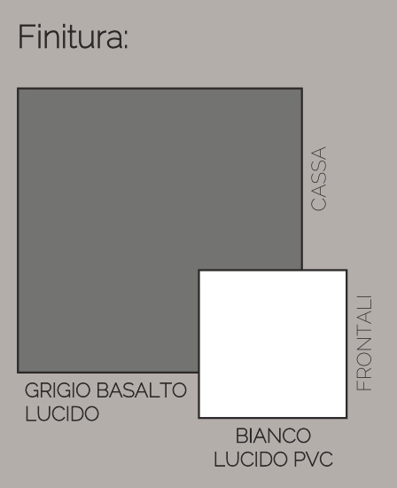 Vetrina 2 ante, grigio basalto lucido e bianco lucido, made in Italy