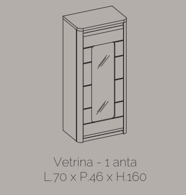 Colonna vetrina 1 anta, grigio basalto lucido e bianco lucido, made in Italy