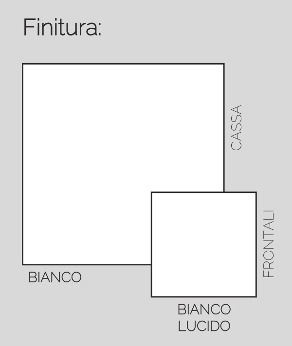 Madia 2 ante, 1 cassetto e 1 ribalta, bianco lucido, made in Italy