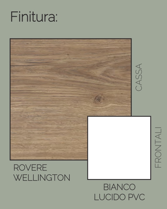 Porta TV bianco laccato e rovere wellington, Made in Italy