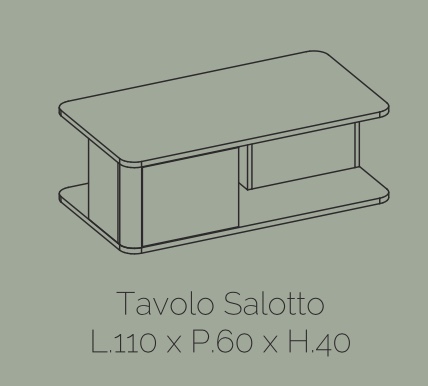 Tavolino da salotto con 2 ante, bianco lucido e rovere wellington