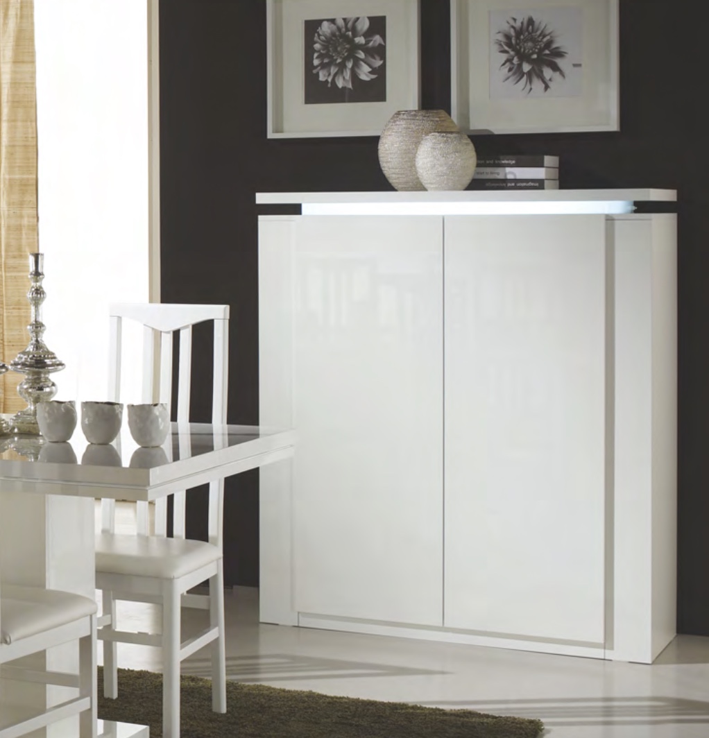 Madia alta, 2 ante bianco lucido, Made in Italy