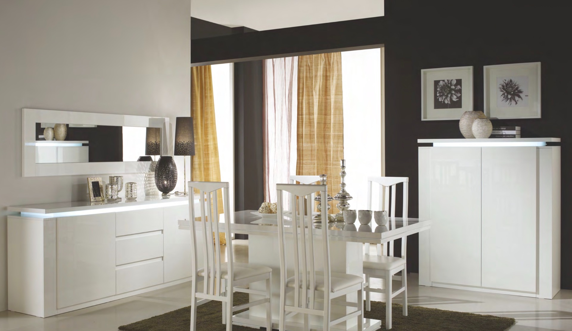 Madia alta, 2 ante bianco lucido, Made in Italy