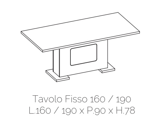 Tavolo fisso L.160, moderno bianco lucido, Made in Italy
