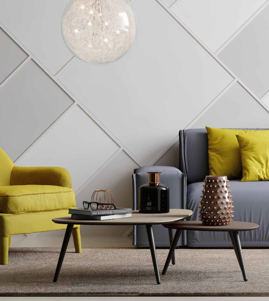 Composizione moderna di design composta da 3 tavolini argilla e bronzo, made in Italy