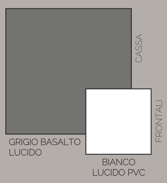 Tavolo moderno allungabile L.180, bianco lucido e grigio basalto