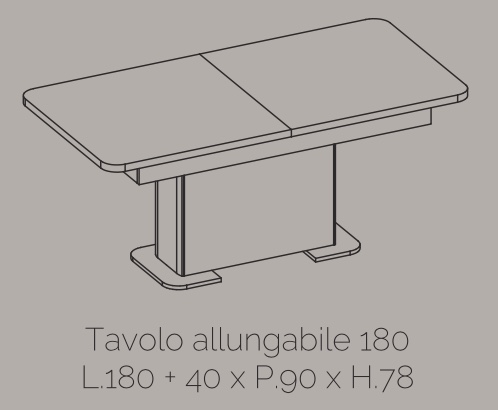 Tavolo moderno allungabile L.180, bianco lucido e grigio basalto