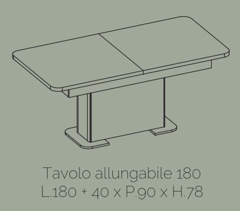 Tavolo moderno allungabile L.180, bianco lucido e rovere wellington