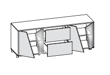 Madia 4 ante 2 cassetti in finitura Bronzo e Bianco Altea, made in Italy