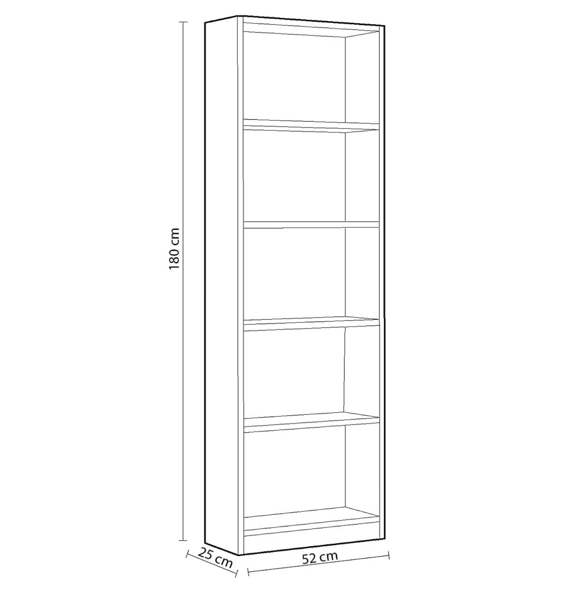 Libreria alta moderna, 4 ripiani, finitura bianco opaco