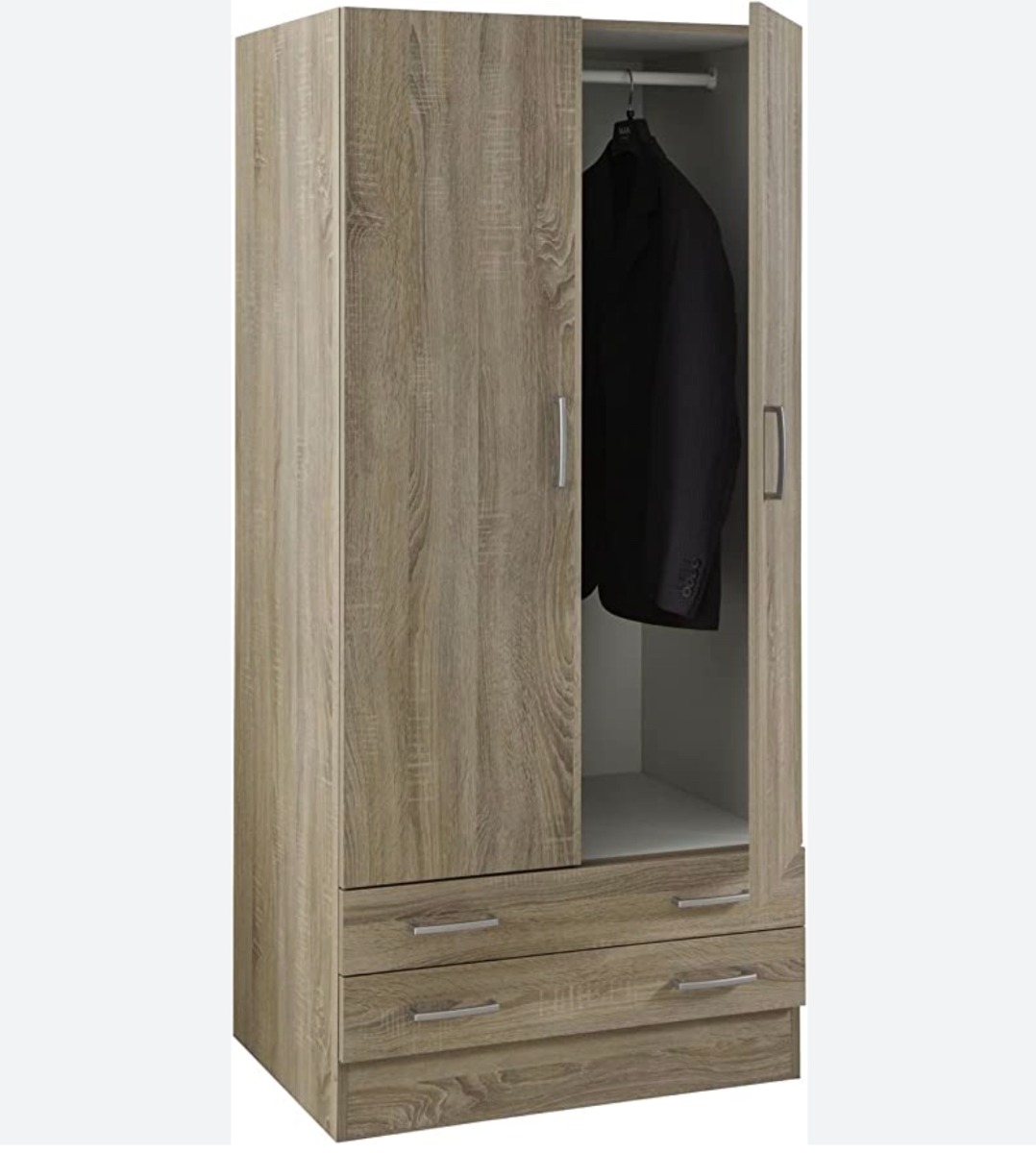 Armadio multiuso, 2 ante, 2 cassetti, rovere sonoma, made in Italy