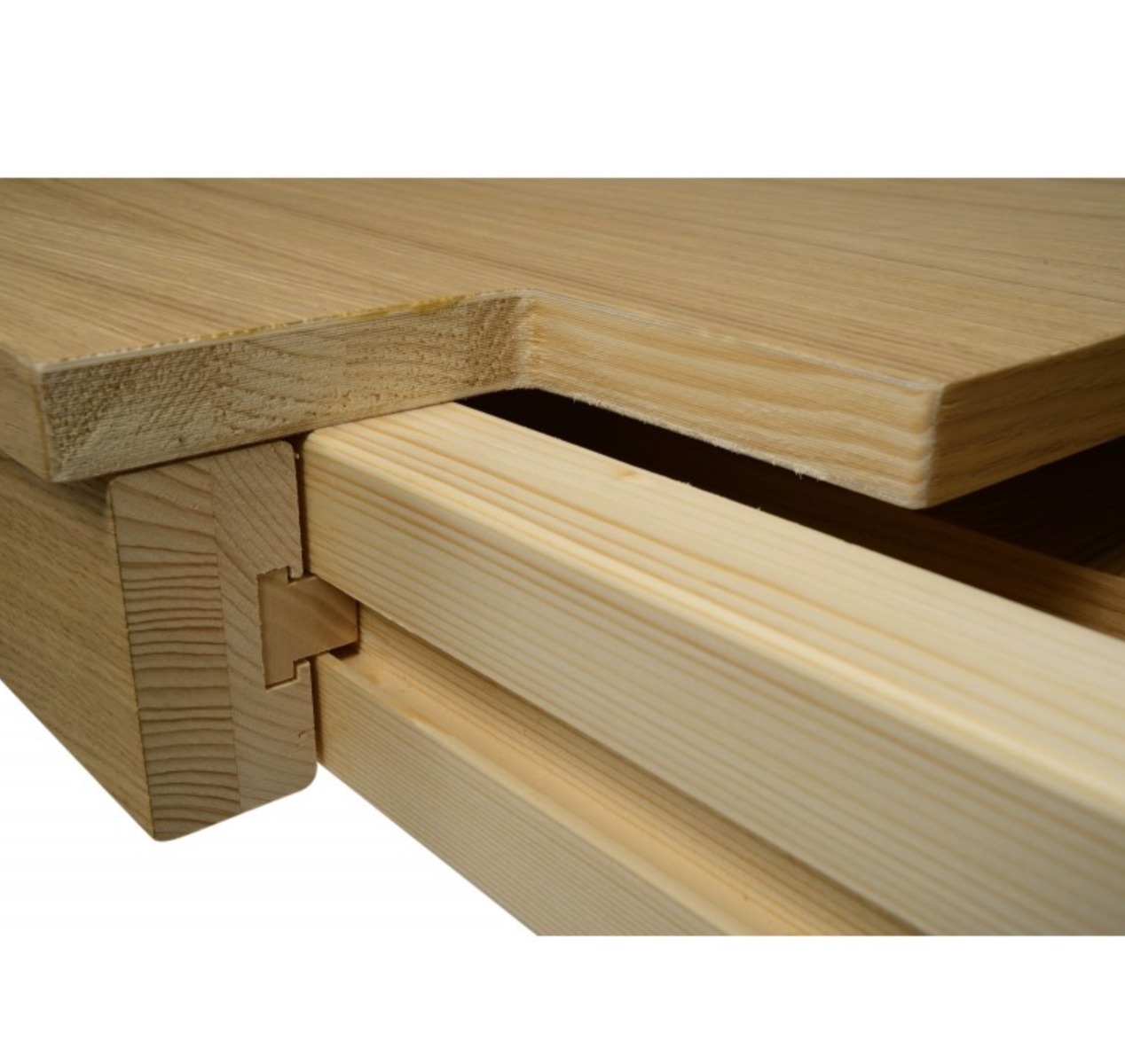 Tavolo di design allungabile in legno, rovere naturale spazzolato, apertura con binario