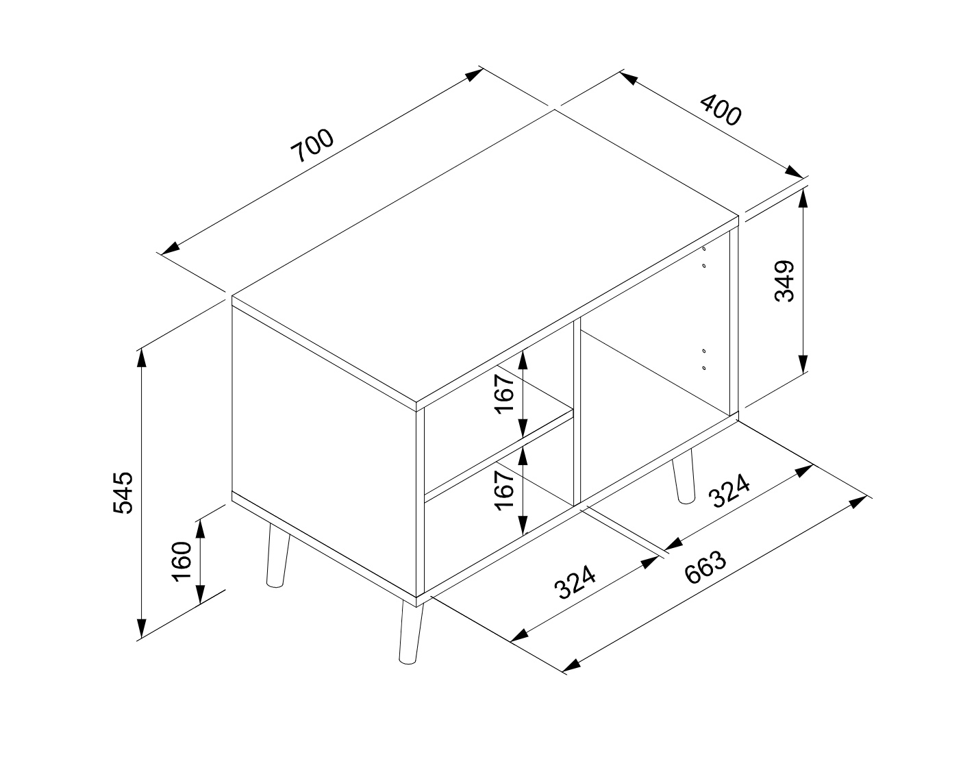 Panca finitura Quercia con anta effetto Rafia