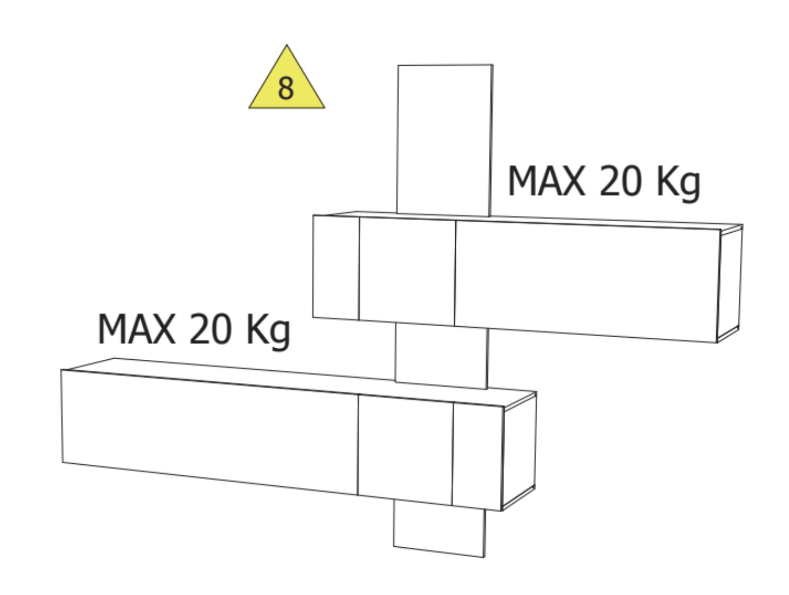 Parete attrezzata moderna finitura Bianco lucido e Pero