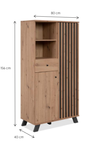 Madia alta stile nordico, finitura Rovere Oak e Antracite in offerta 