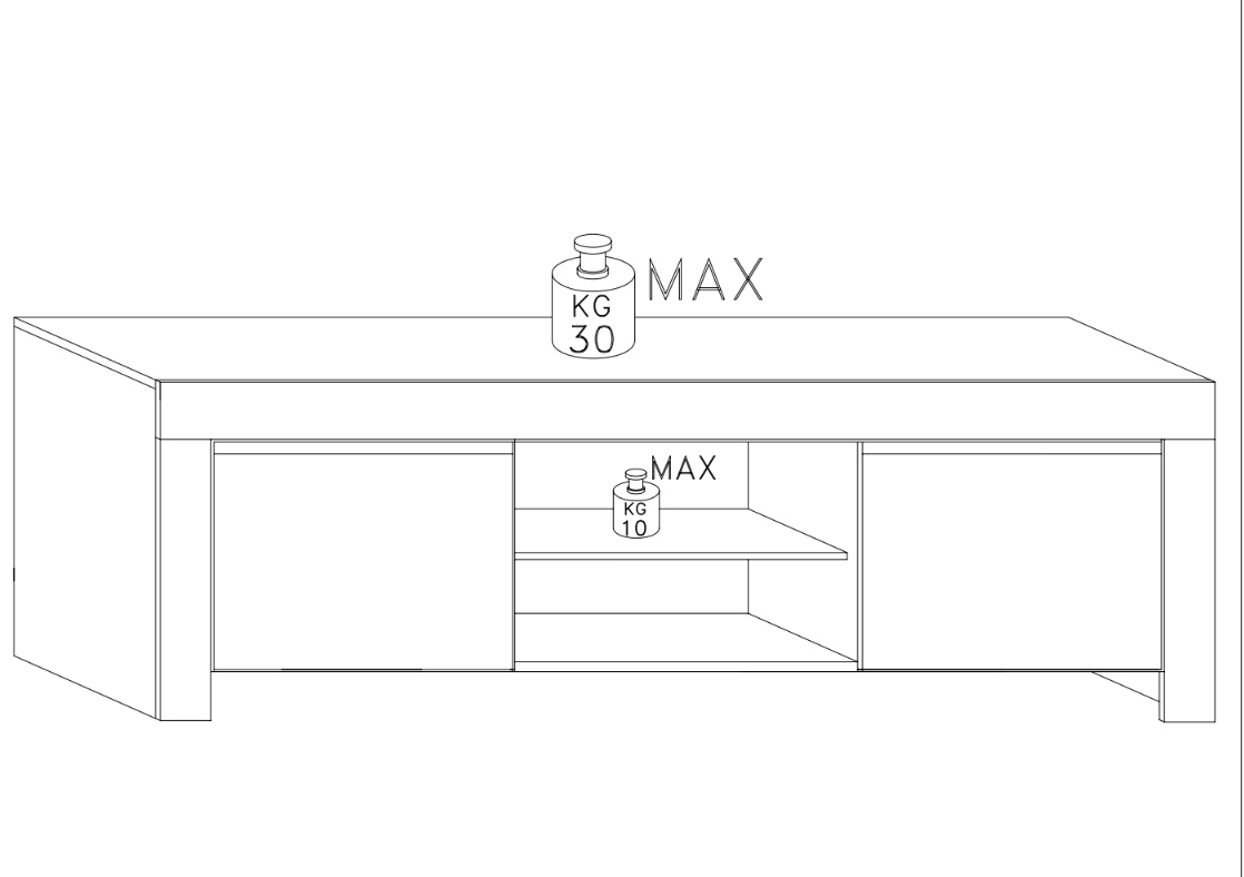 Porta TV "Alba" Moderno di Design, Laccato Bianco Lucido