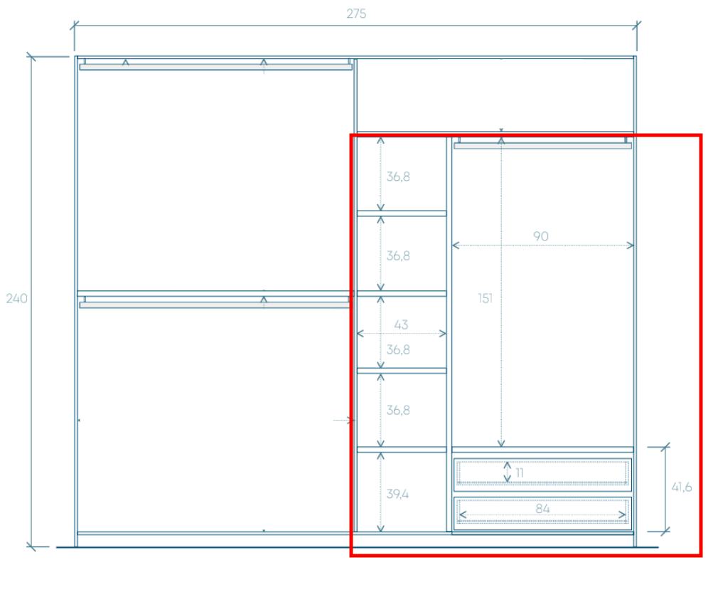 cassettiera e ripiani per armadio